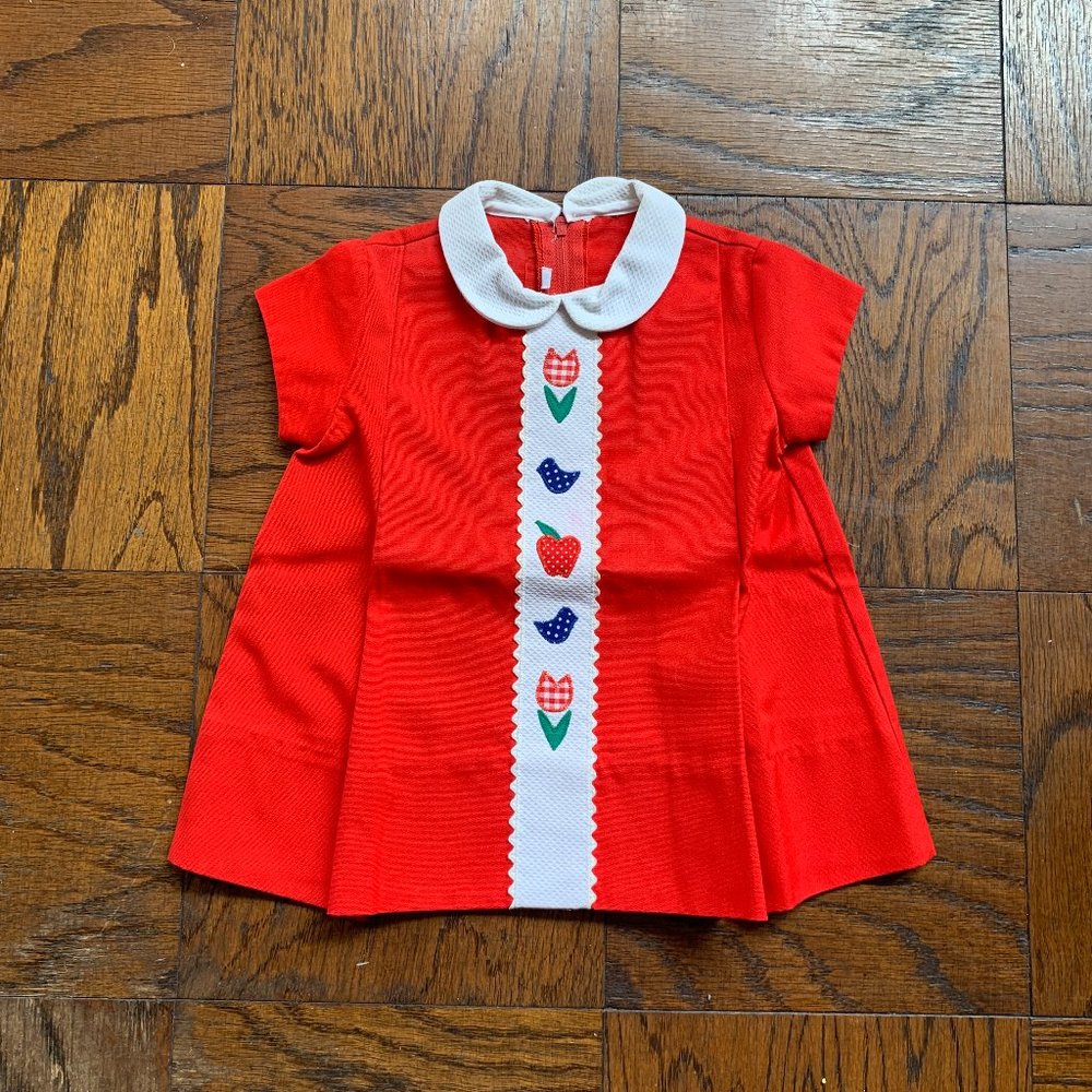 Vintage Baby Dress Silvia Whyte for Bloomingdale's Red XL